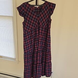 The Nines by HATCH Purple and Red Plaid Dress Maternity Size: L